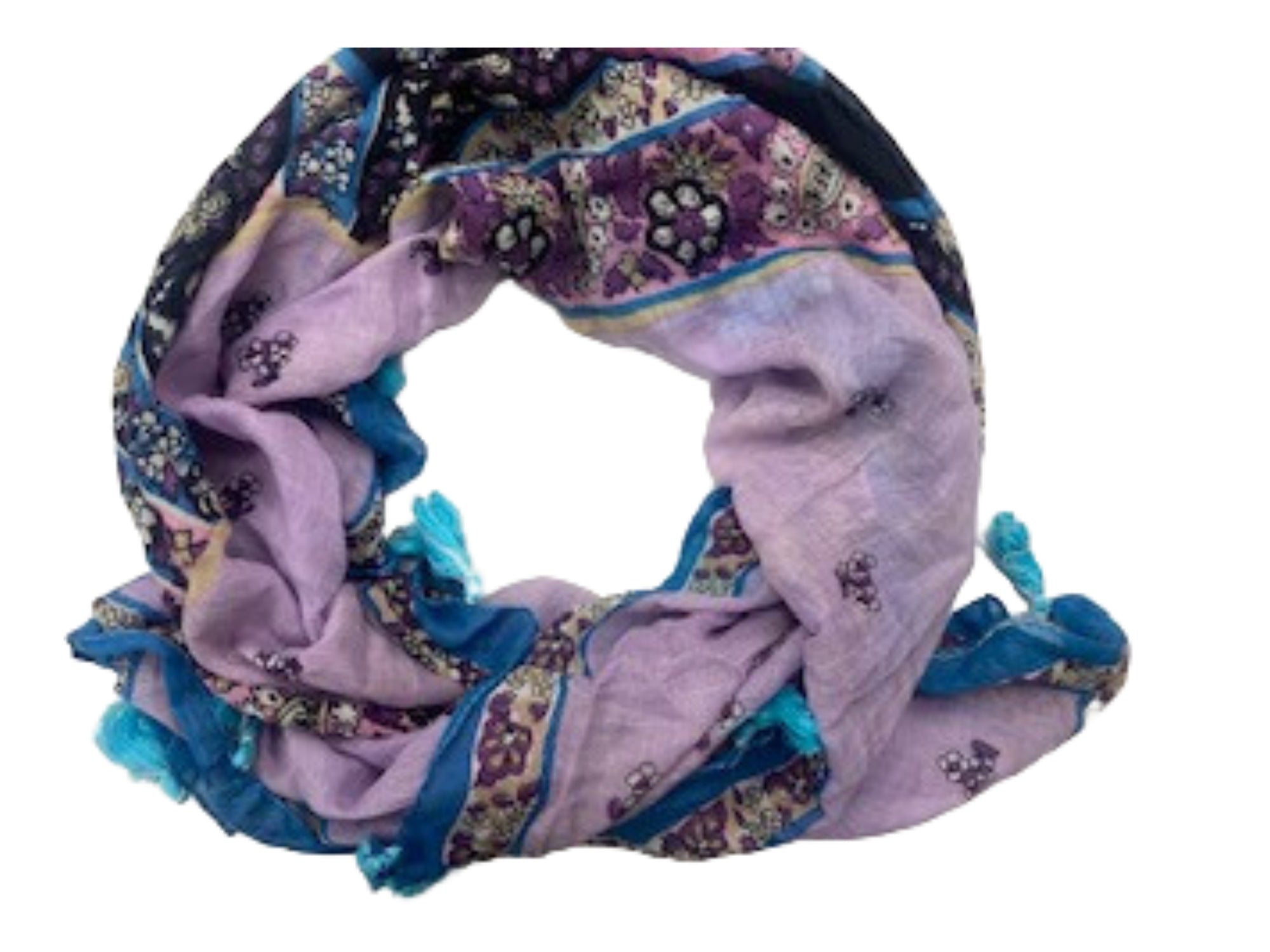 Lilac/Pink Flower -  Ethnic Square Scarf