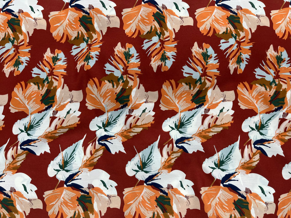 Bold Leaf - Clearance Printed Crepe Fabric