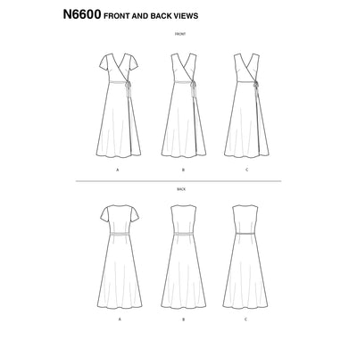 6600 New Look Sewing Pattern N6600 Misses' Wrap Dress
