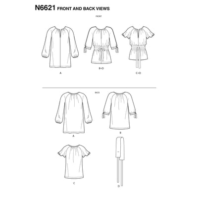 6621 New Look Sewing Pattern N6621 Misses' Top Or Tunic