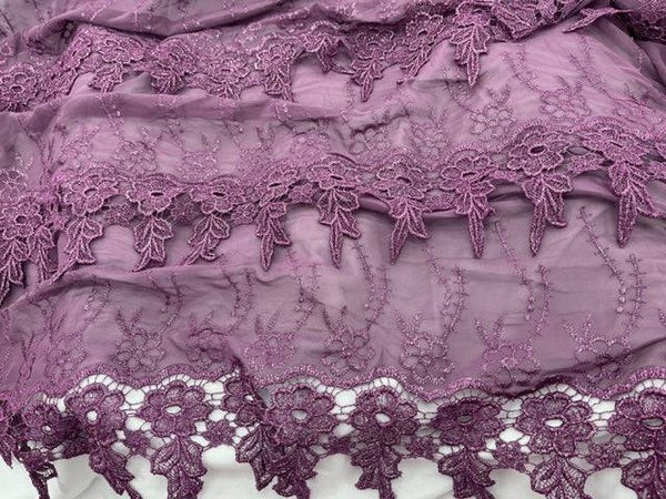 embroidered fabric for dresses uk White Cotton with multicoloured wool embroidered dress fabric 54