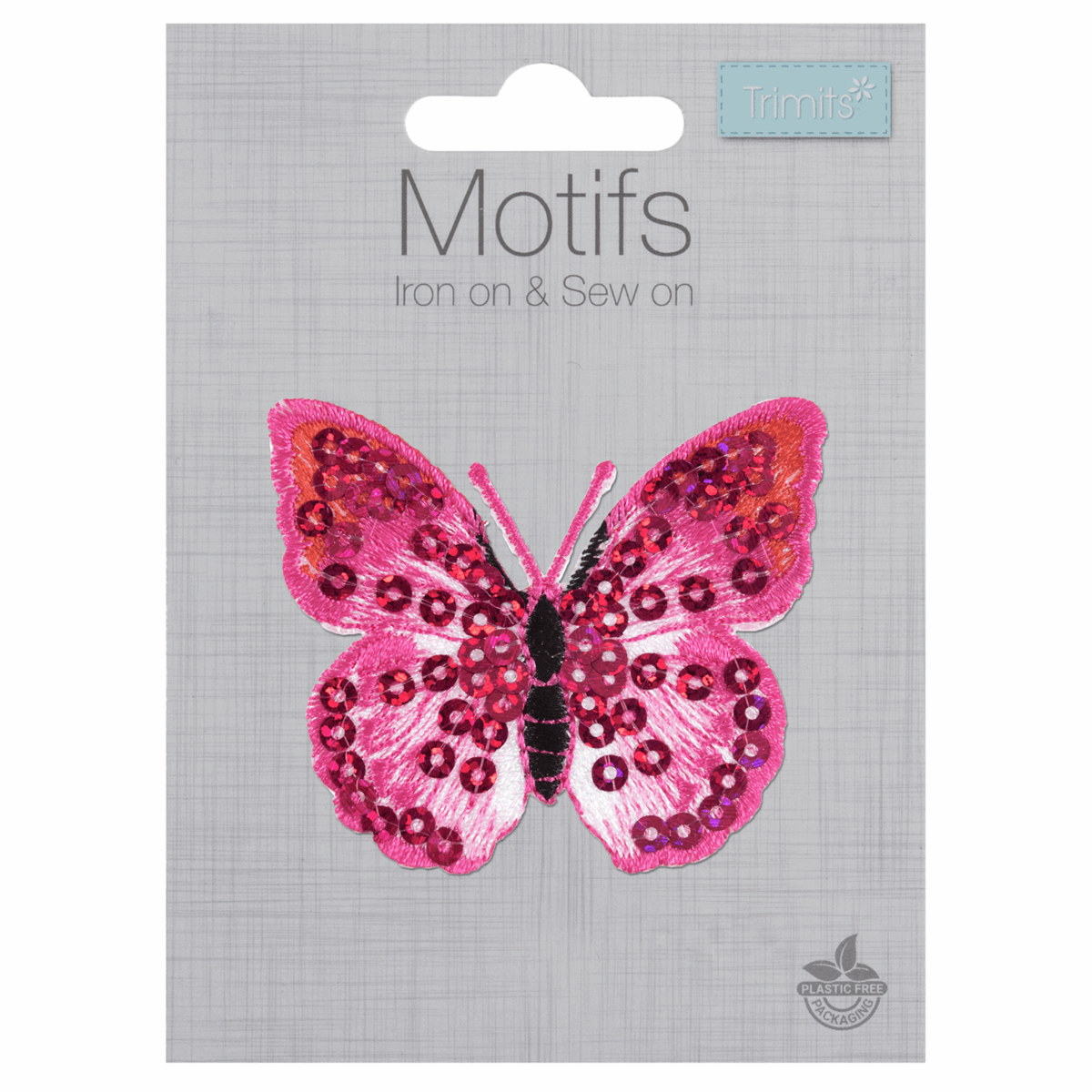 Pink Butterfly Sequinned - Iron -On & Sew-On