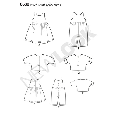 6568 New Look Pattern 6568 Babies' Dress, Romper and Jacket