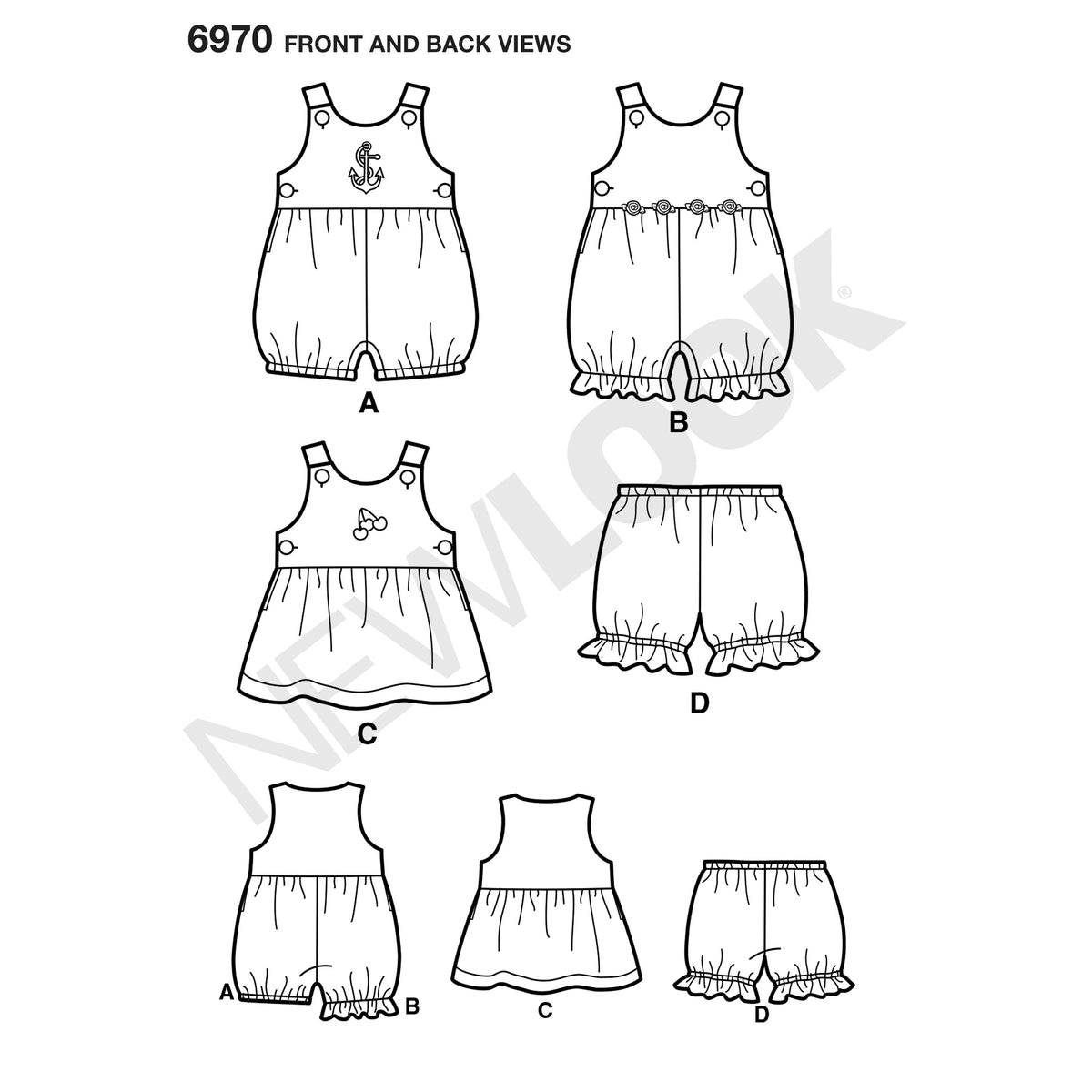 6970 Babies' Romper, Dress & Panties