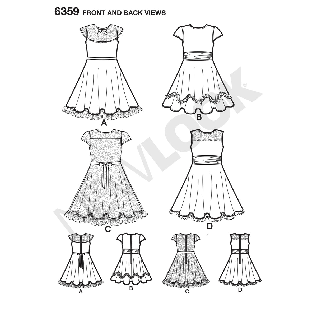 6359 Child's Dresses with Lace and Trim Details