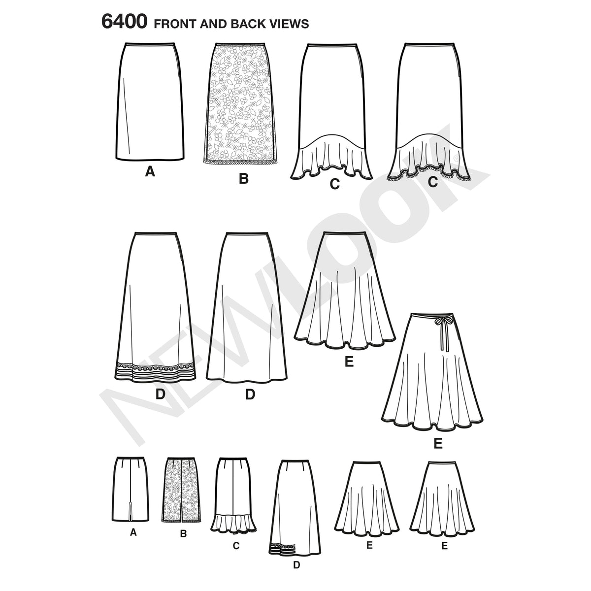 6400 Misses' Skirts in Various Styles