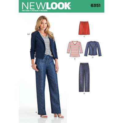 6351 Misses' Jacket, Pants, Skirt and Knit Top
