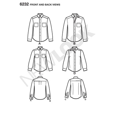 6232 Misses' and Men's Button Down Shirt