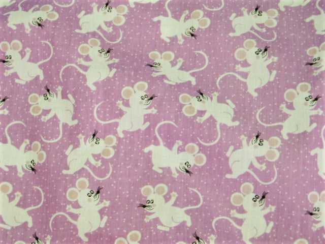 Cute Playful Mice - Poly/Cotton Print