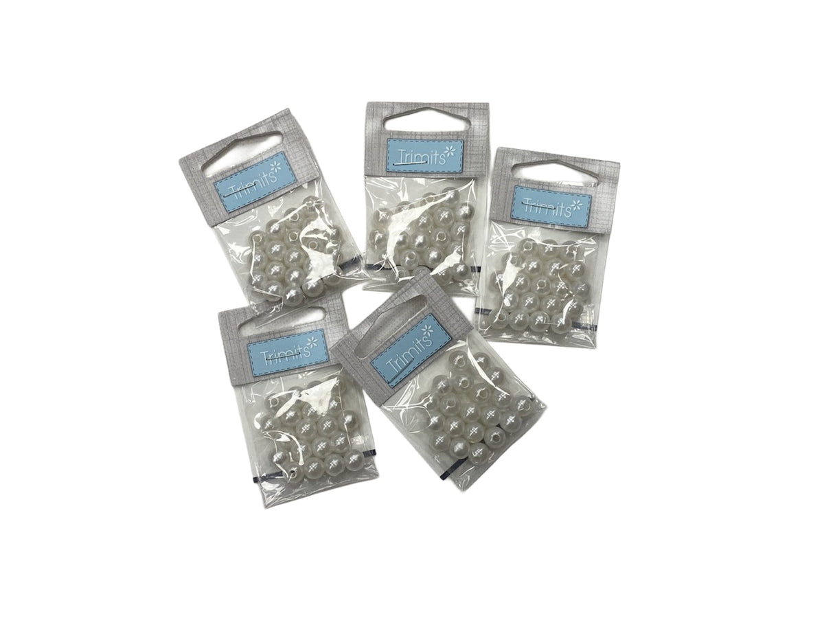 Beads: 8mm: Pearl: Pack of 20