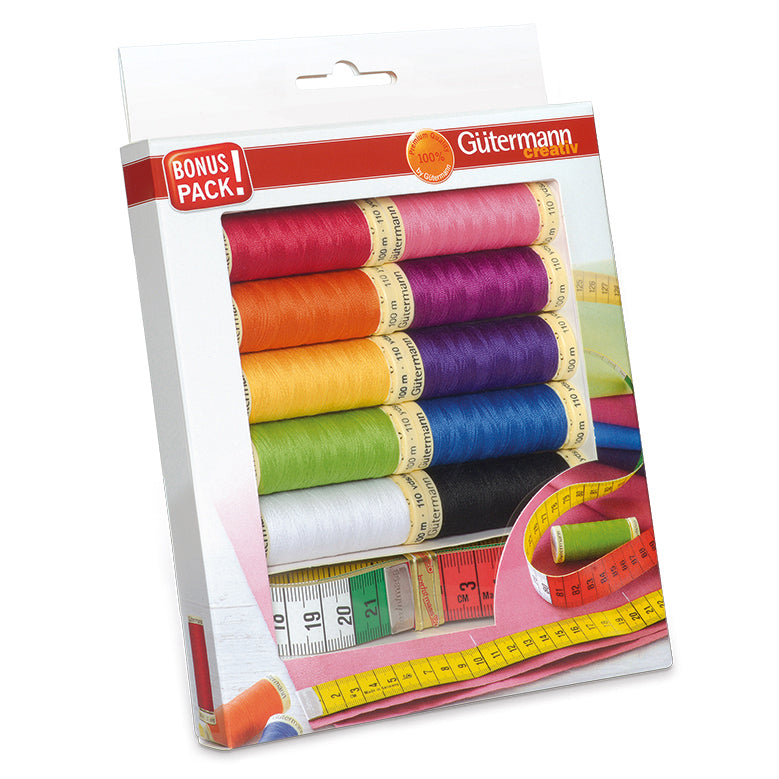 Thread Set Sew-All (10 x 100m) With Measuring Tape - Assorted