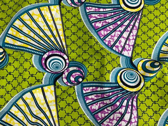 African Cotton Print - Swirly Fan - Cheap Fabrics