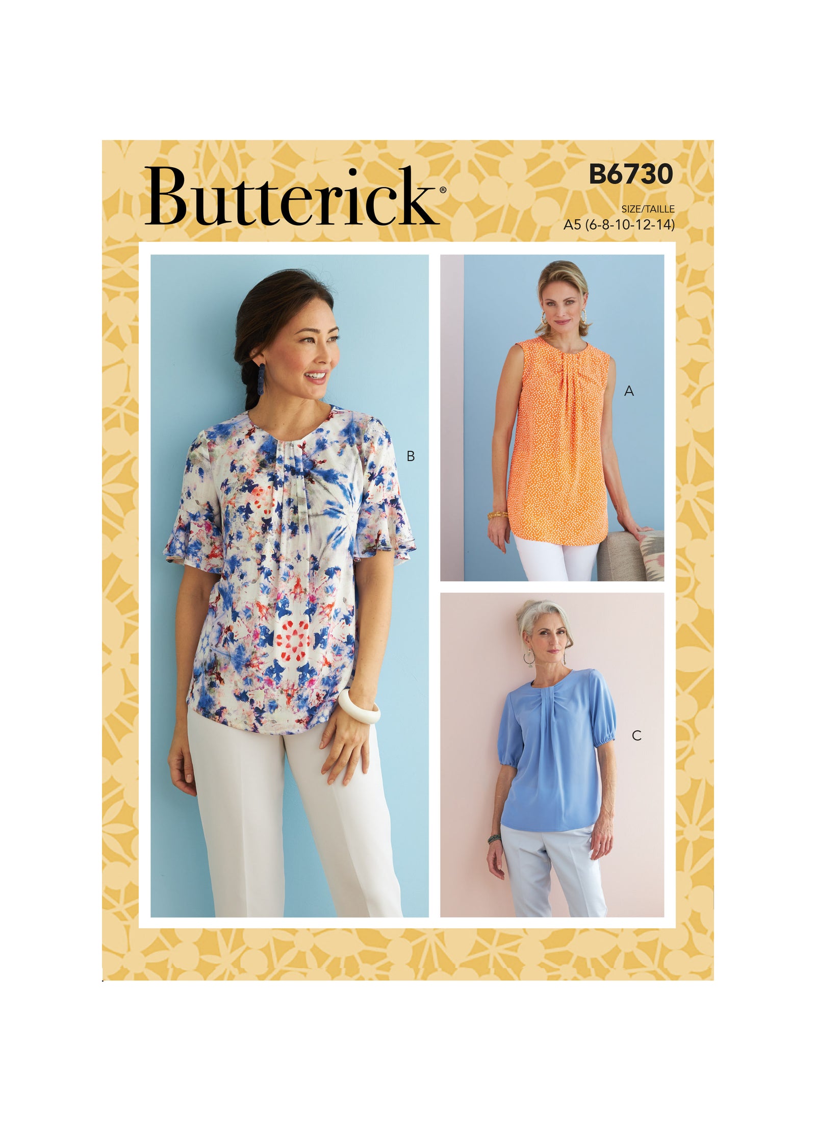 B6730 Butterick Sewing Pattern Misses' Top - Cheap Fabrics