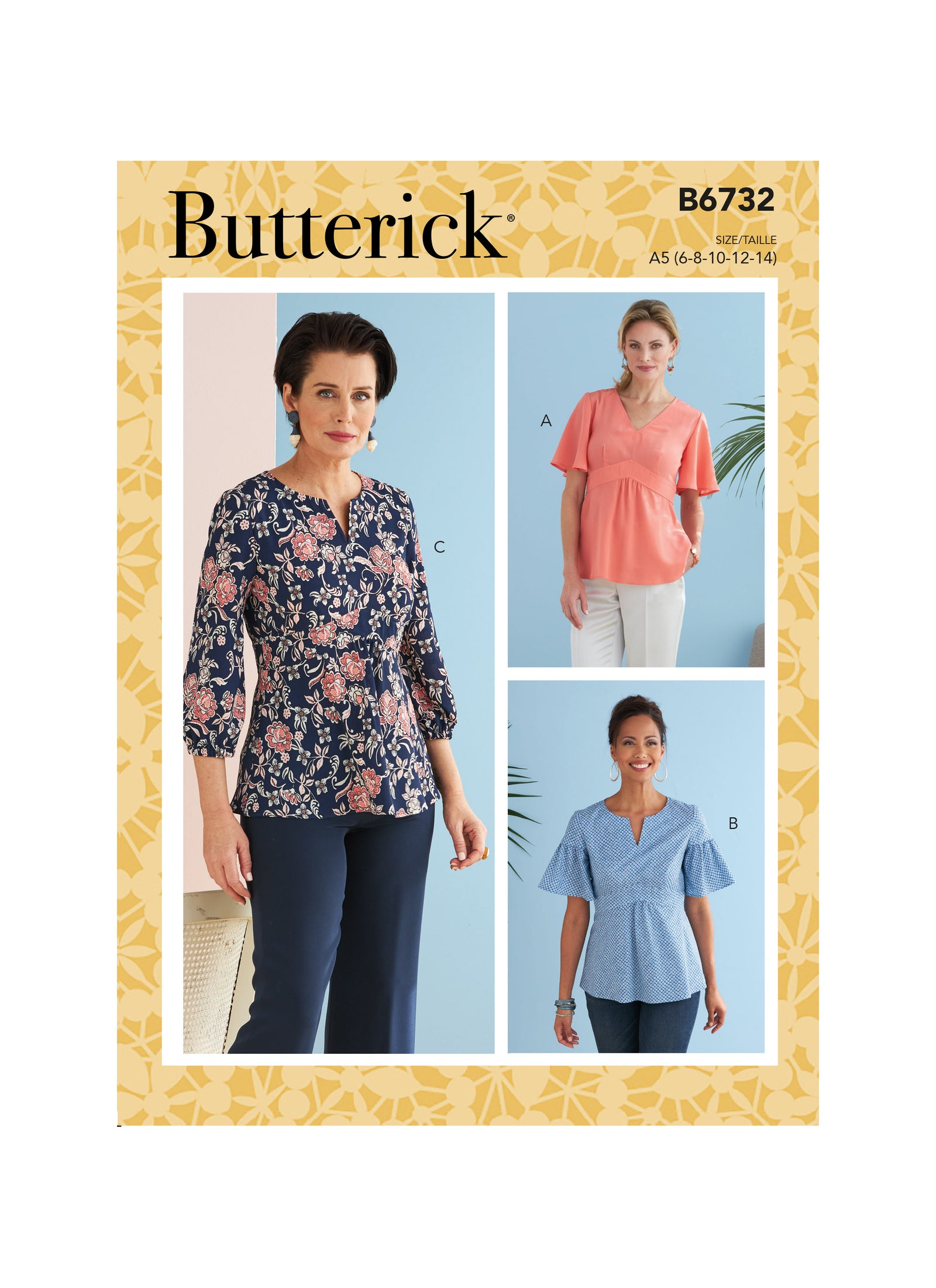 B6732 Butterick Sewing Pattern Misses' Top - Cheap Fabrics