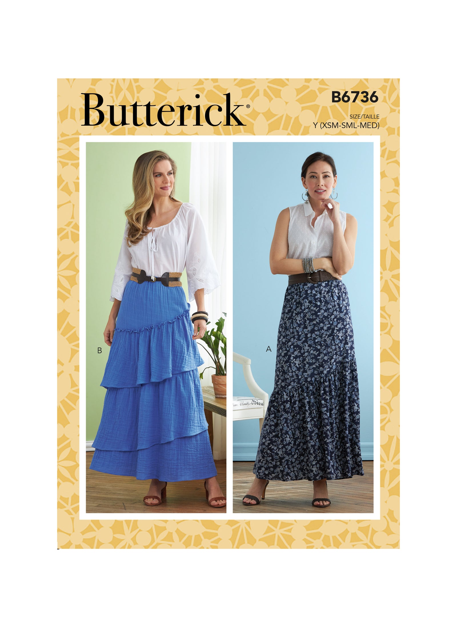 B6736 Butterick Sewing Pattern Misses' Skirts - Cheap Fabrics