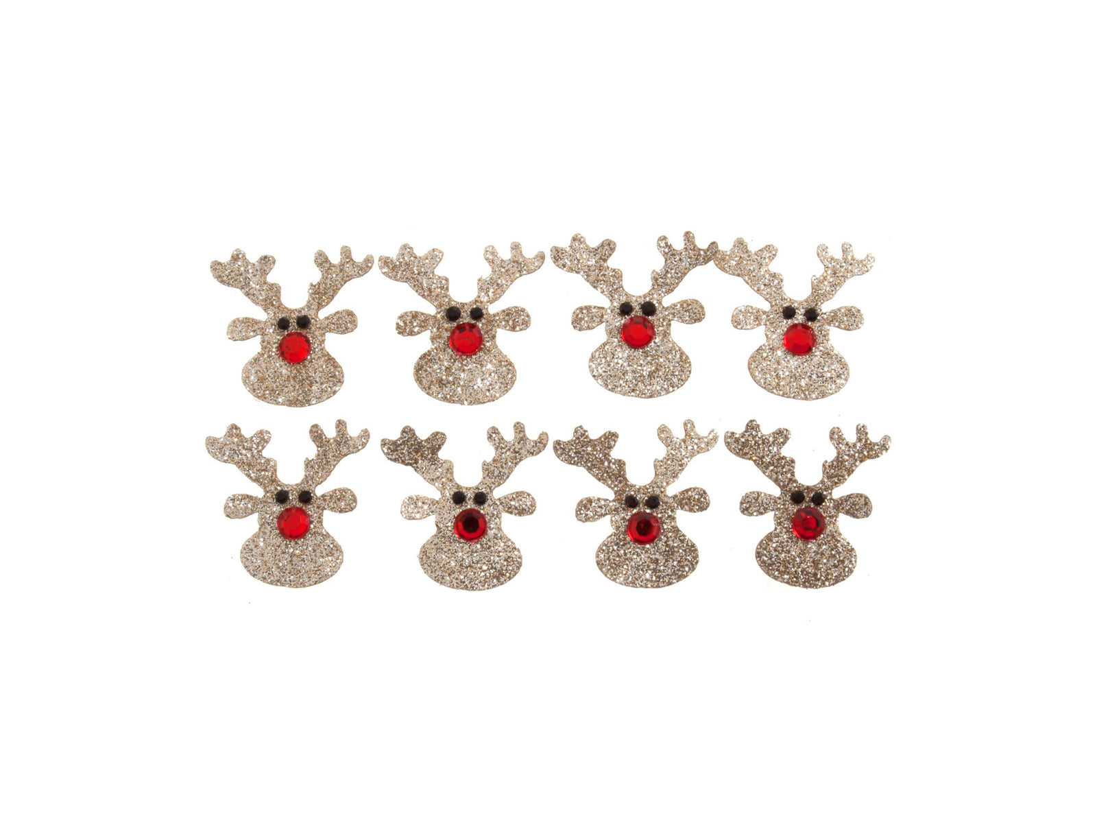 Christmas Craft Glittered Embellishments - Stick On Motifs  GOLD REINDEERS - Cheap Fabrics
