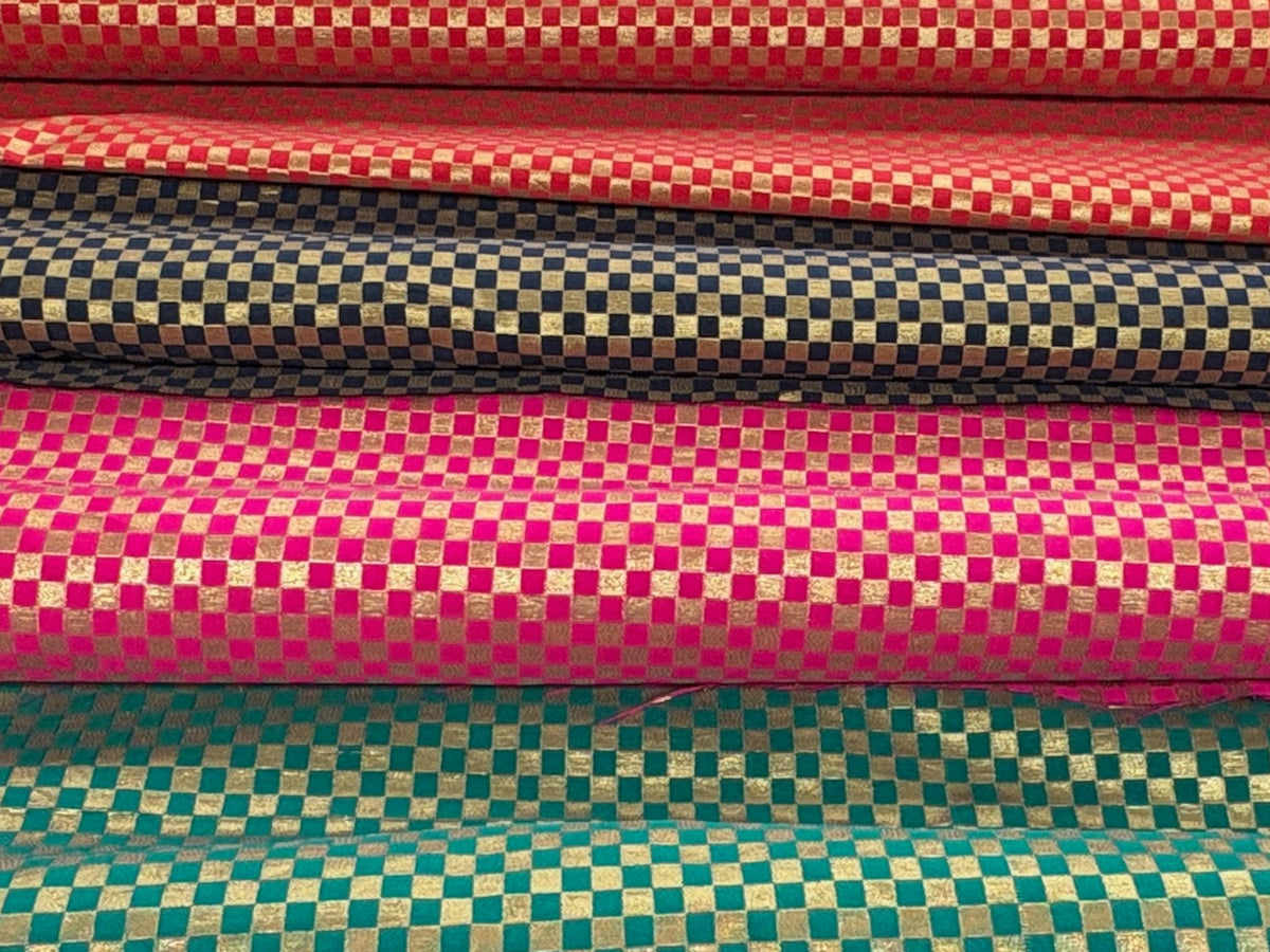 Metallic Brocade - 10mm Check - Carnival