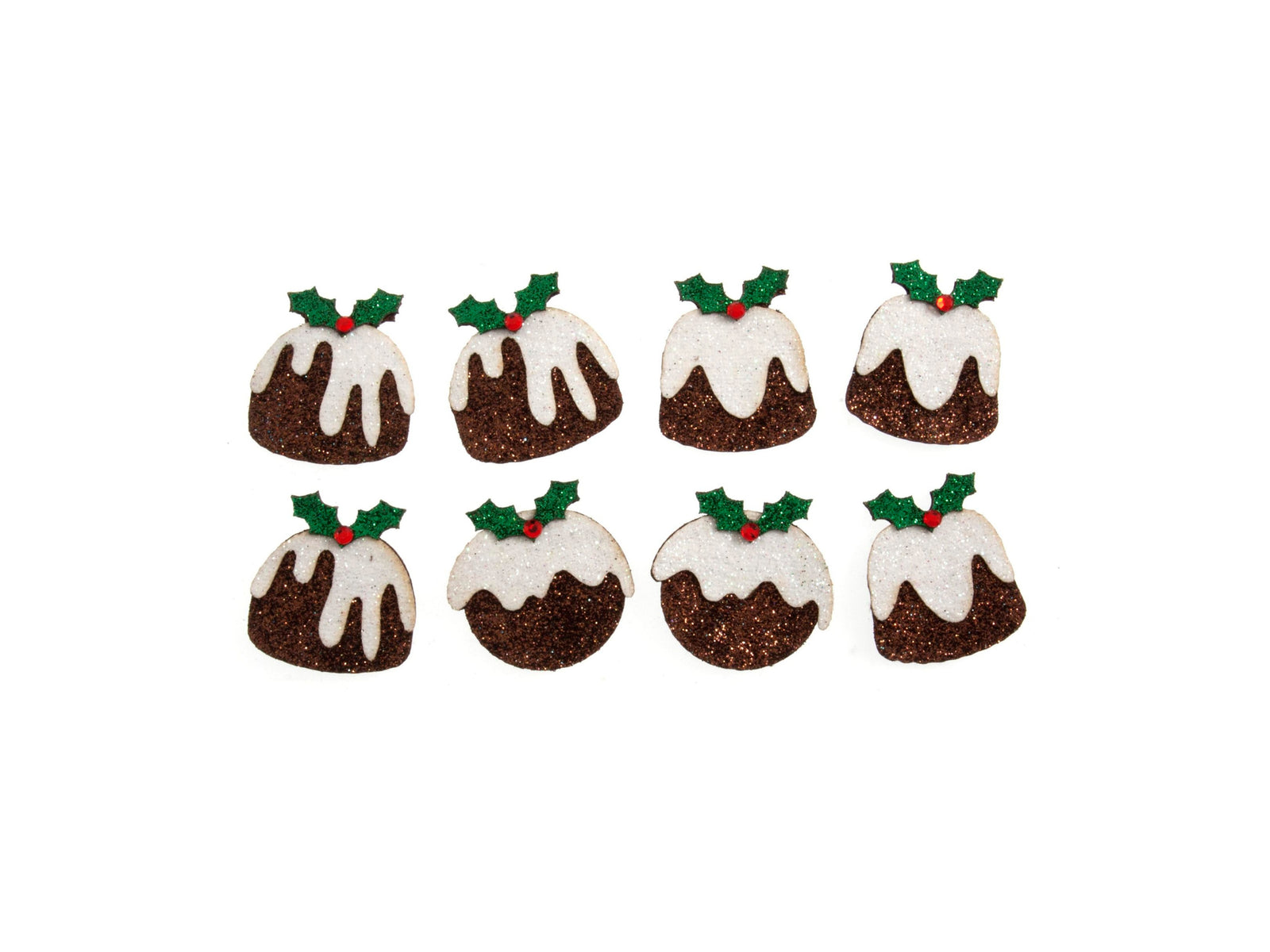 Christmas Craft Glittered Embellishments - Stick On Motifs CHRSTMAS PUDDINGS - Cheap Fabrics