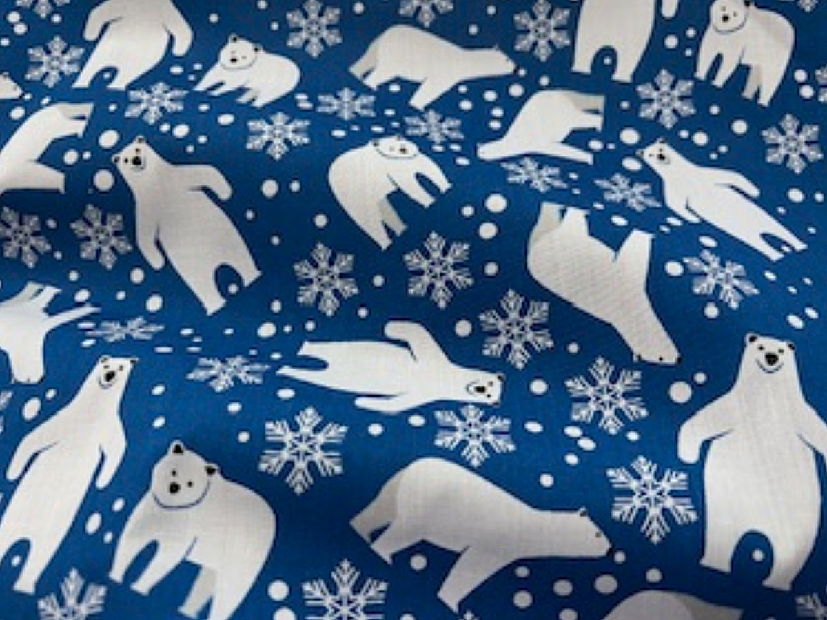 Xmas Polar Bear - Poly/Cotton Printed Fabric