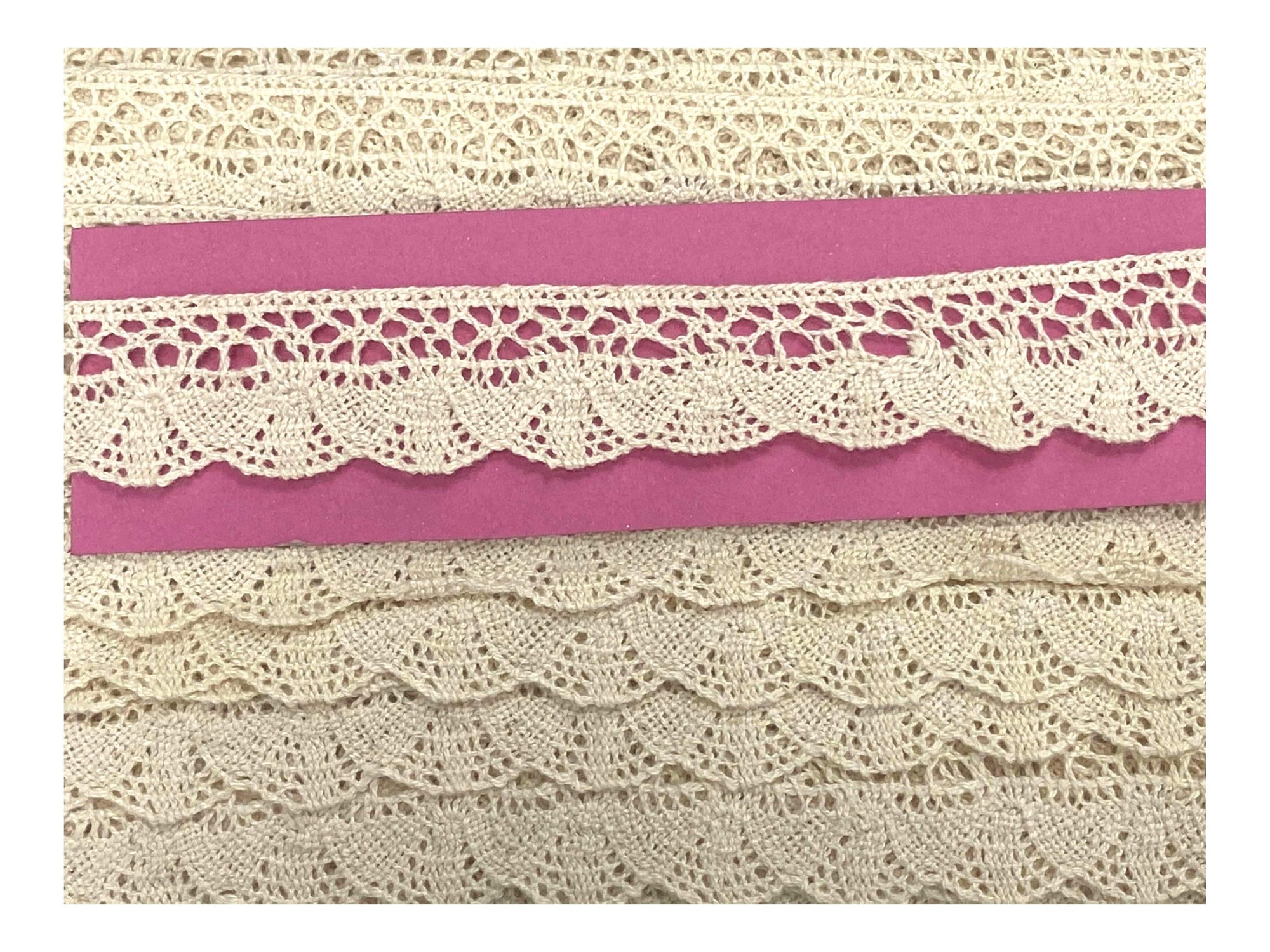 Cotton Lace Trim - Fan Design  - 30mm - Cheap Fabrics