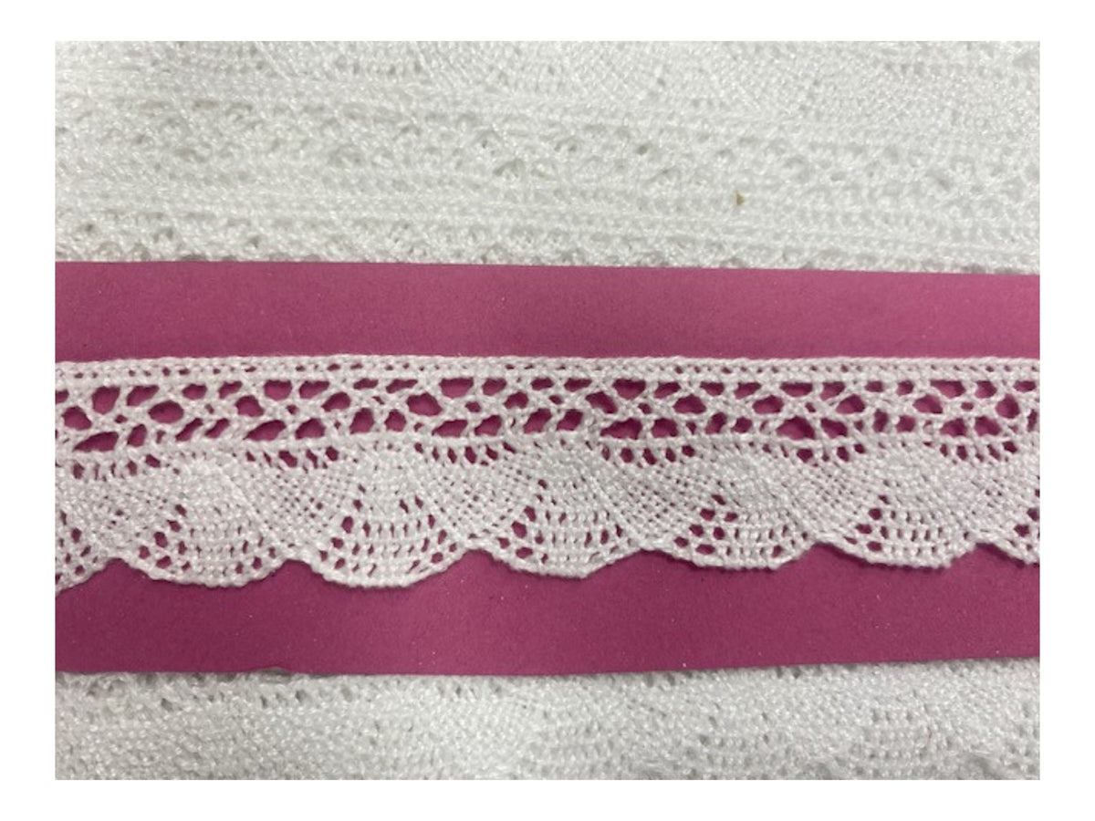 Cotton Lace Trim - Fan Design  - 30mm - Cheap Fabrics