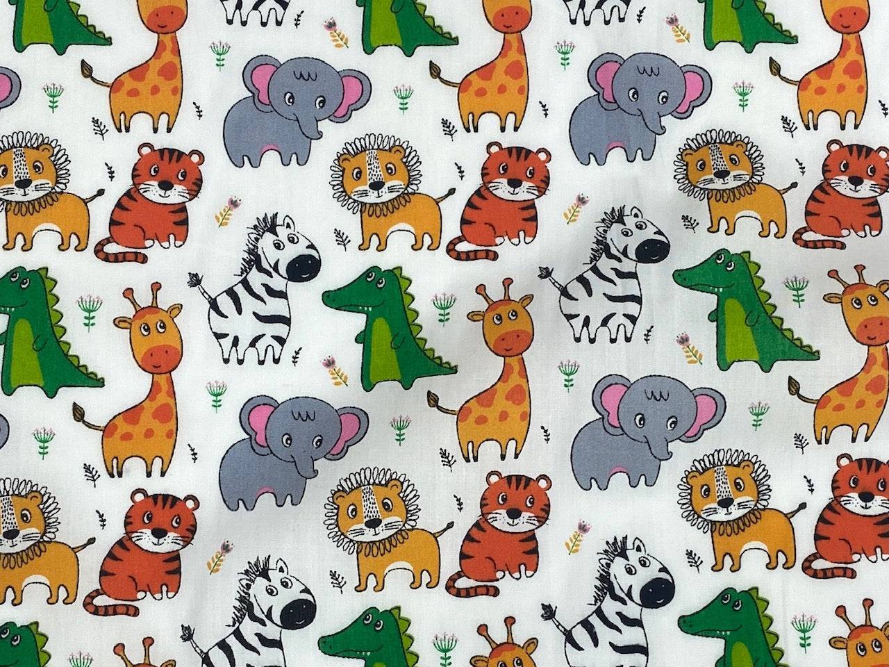 Children's Jungle Safari - Poly/Cotton Print - Cheap Fabrics
