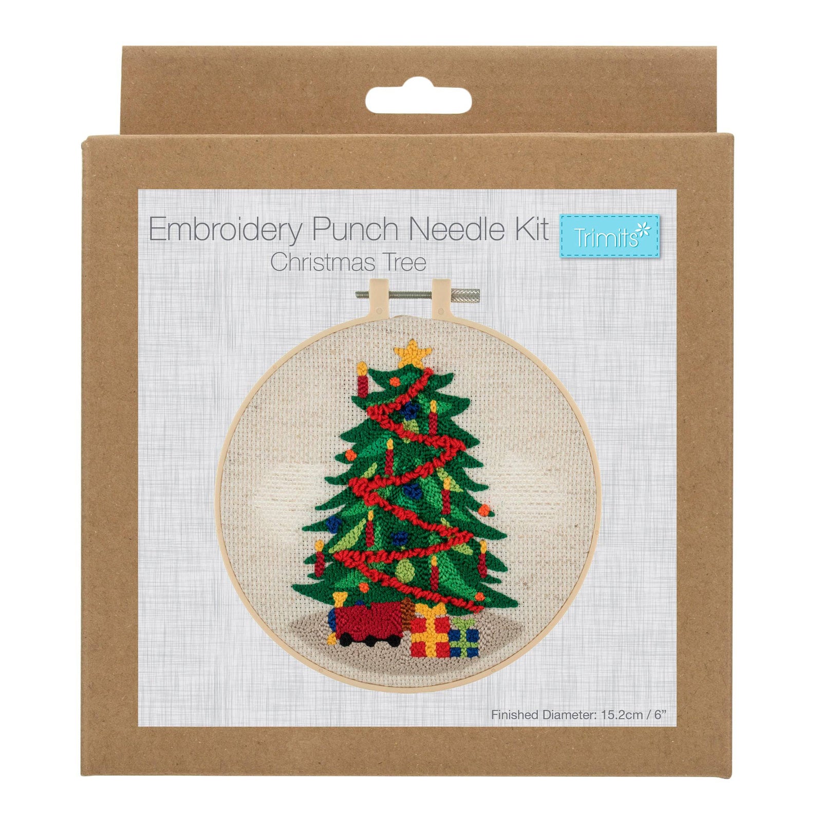 Embroidery Punch Needle Kit: Floss and Hoop - Christmas Tree - Cheap Fabrics