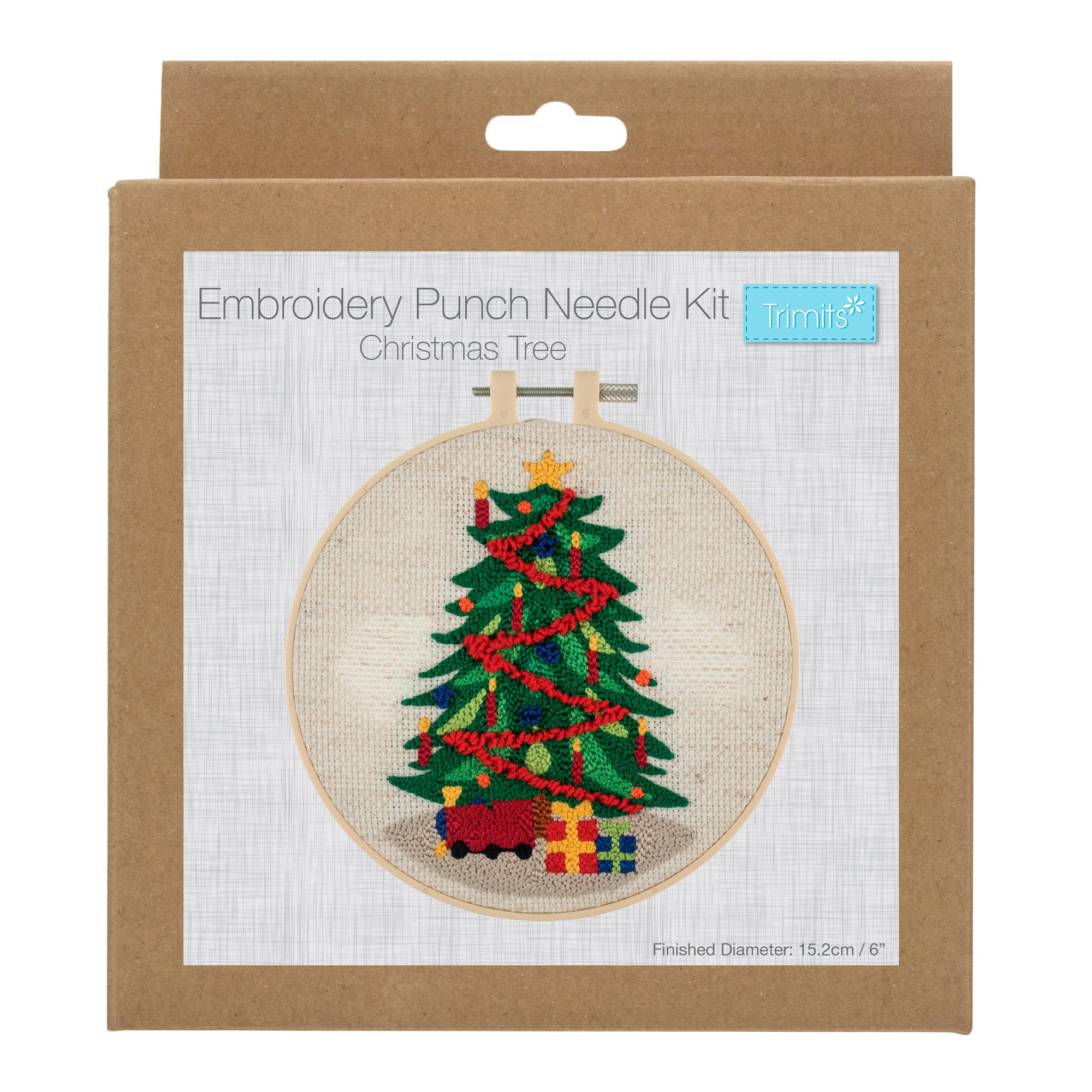 Embroidery Punch Needle Kit: Floss and Hoop - Christmas Tree