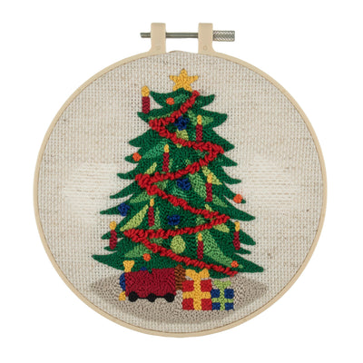 Embroidery Punch Needle Kit: Floss and Hoop - Christmas Tree