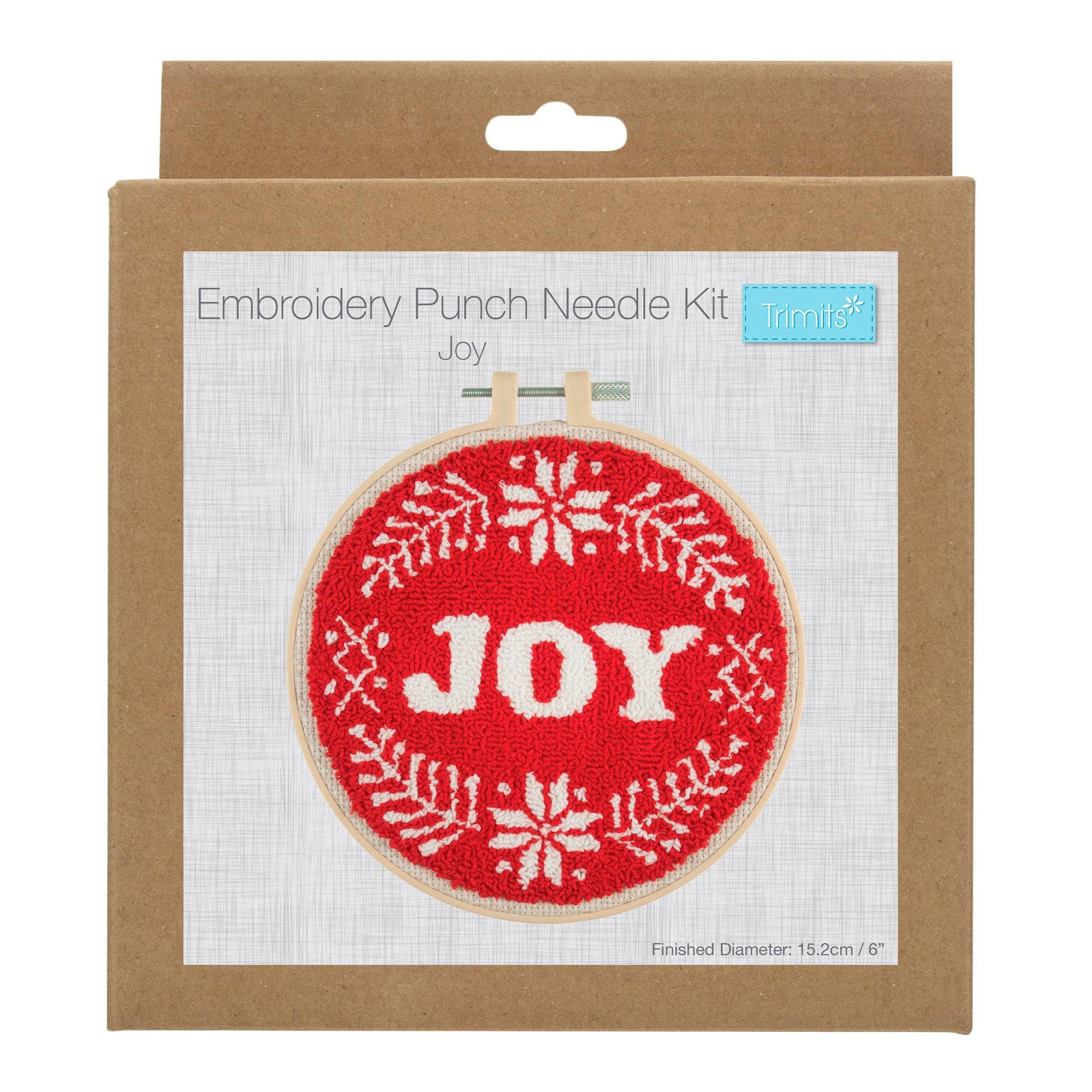 Embroidered Punch Needle Kit: Floss and Hoop - CHRISTMAS JOY - Cheap Fabrics