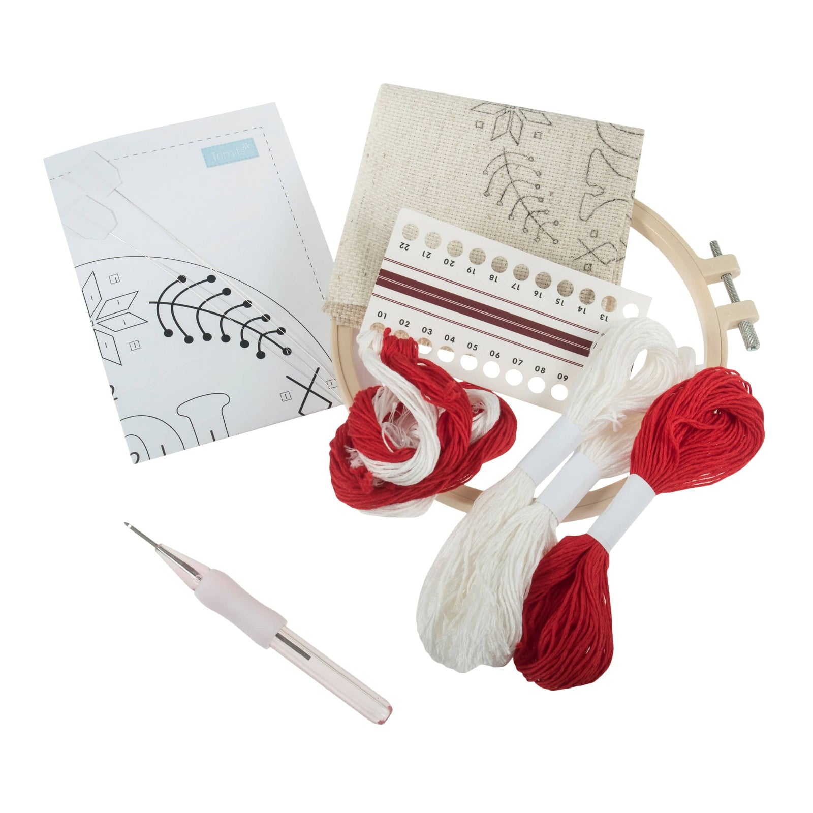 Embroidered Punch Needle Kit: Floss and Hoop - CHRISTMAS JOY - Cheap Fabrics