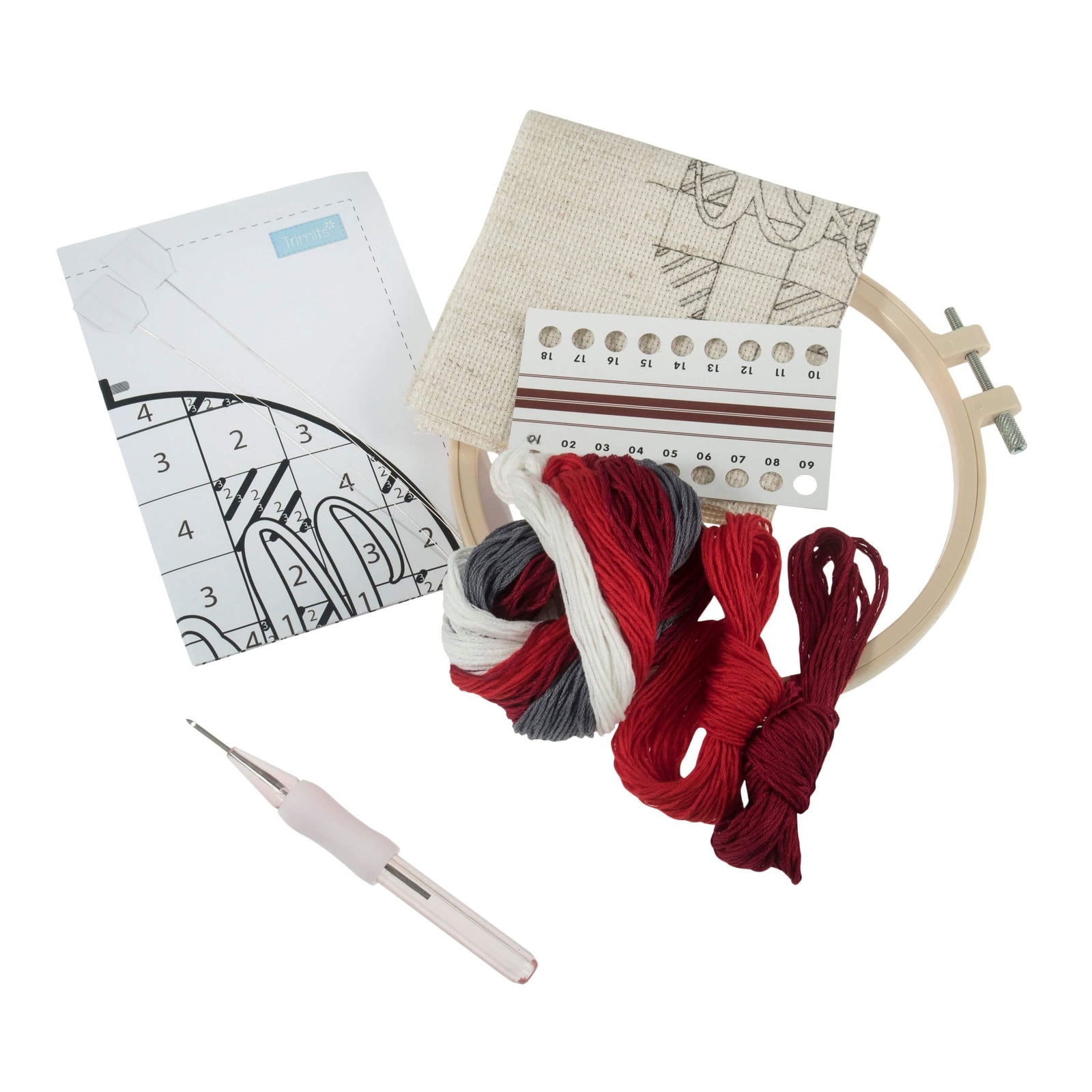 Embroidered Punch Needle Kit: Floss and Hoop - NOEL SCRIPT - Cheap Fabrics
