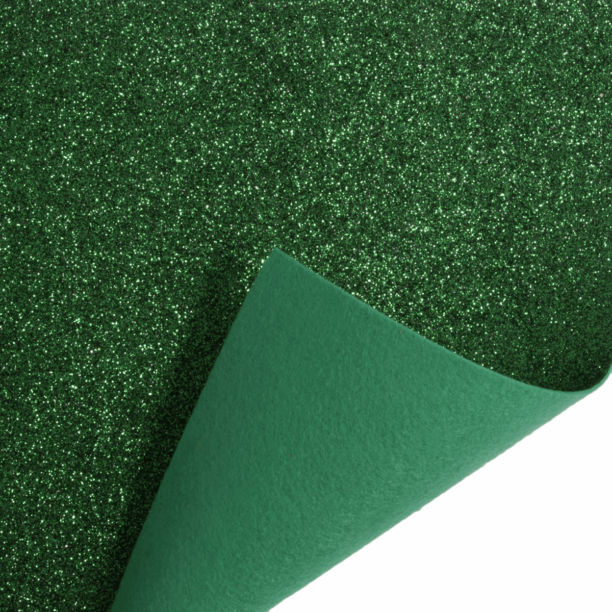 Green Sparkle Glitter Felt Fabric -  (90cm Width) REMNANT 68CMS