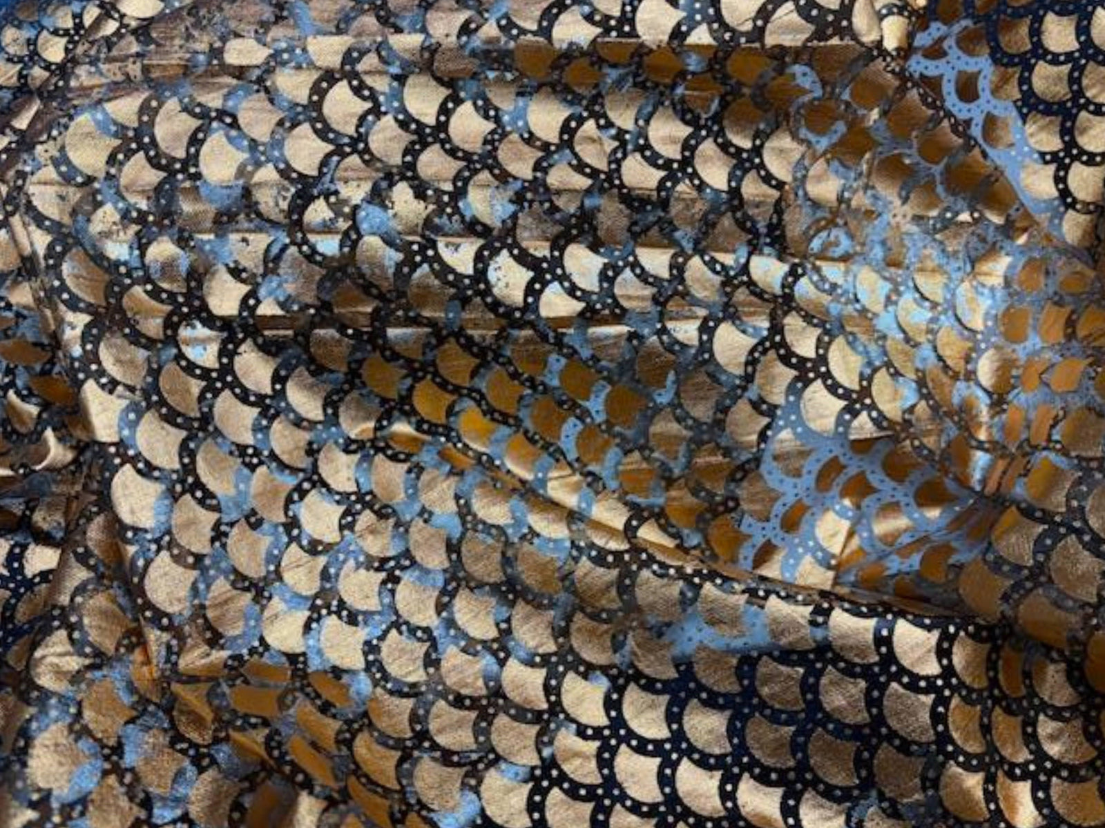 COPPER Fish Scales Foil Organza - DEFECT REMNANTS - Cheap Fabrics