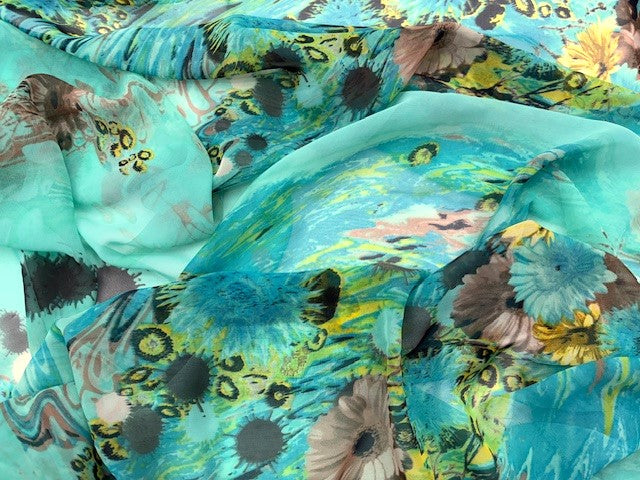 Floral Delight - Printed Chiffon - Cheap Fabrics