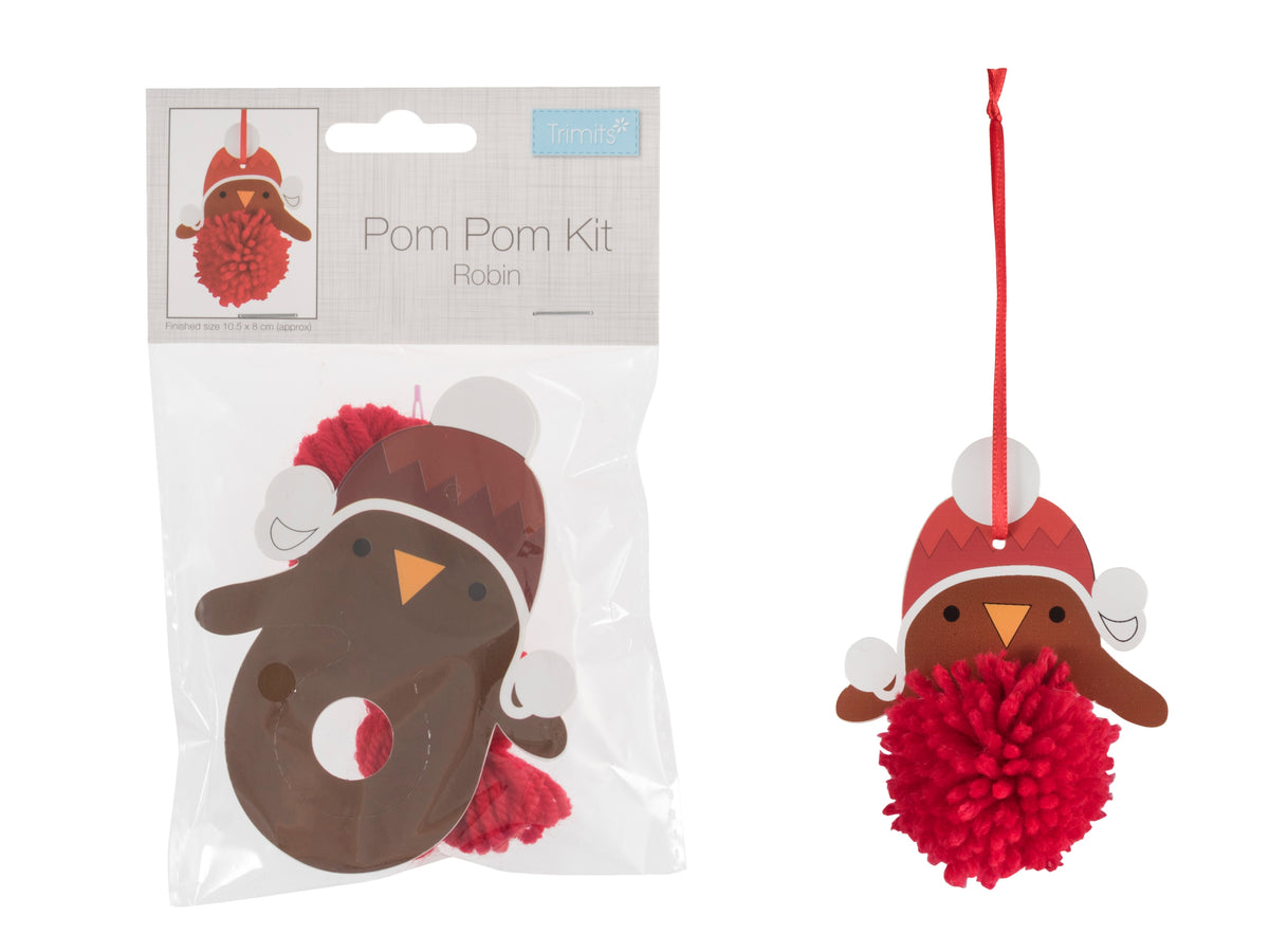 Pom Pom Craft Decoration Kit - Christmas ROBIN