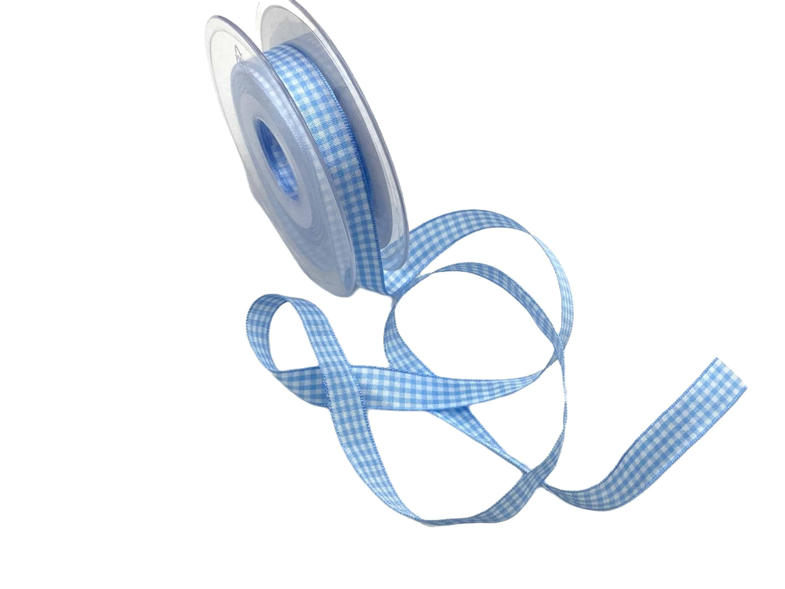 Gingham Ribbon - Pale Blue Tiny Check - Cheap Fabrics