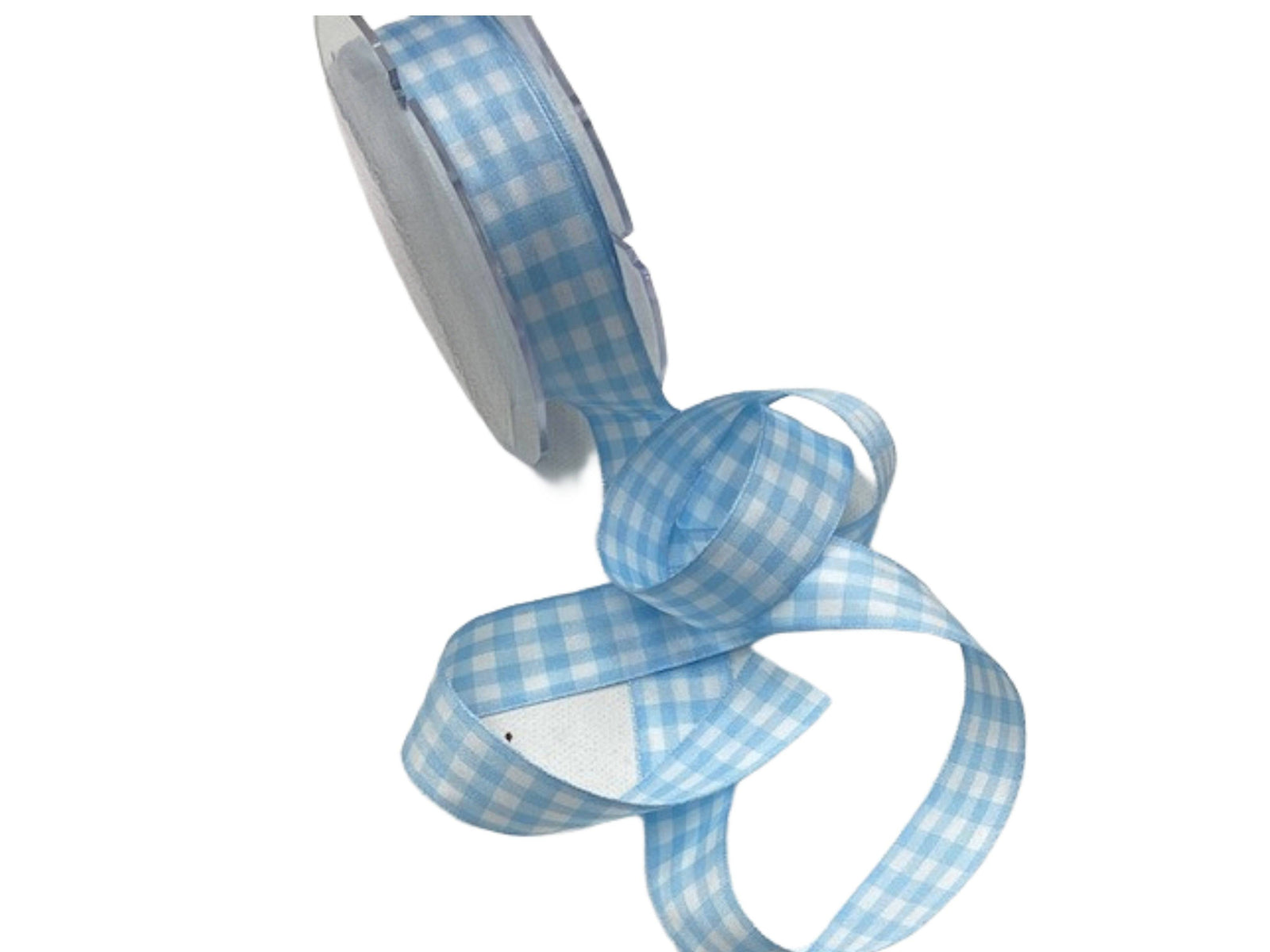Gingham Ribbon - Pale Blue 21mm - Cheap Fabrics