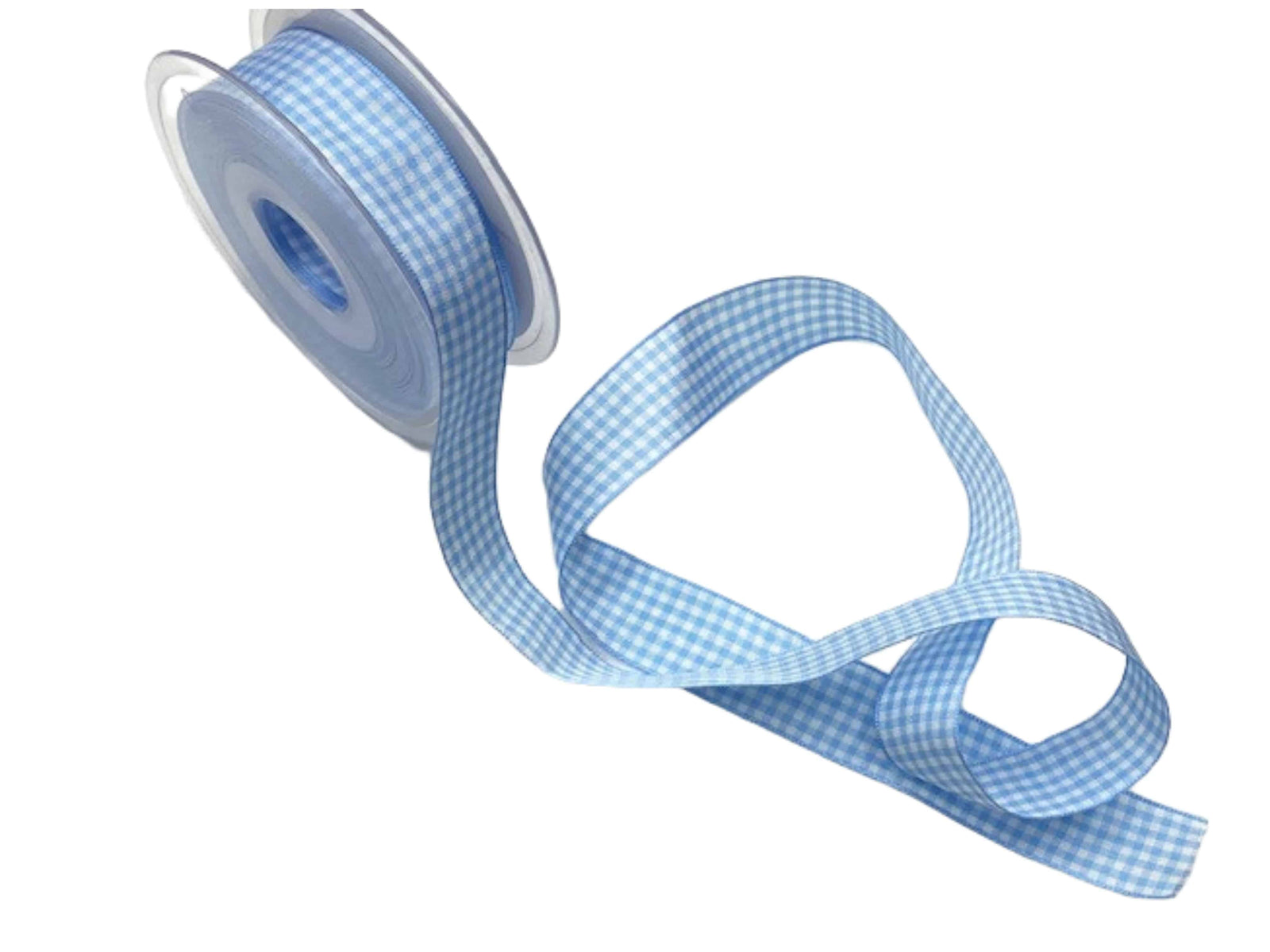 Gingham Ribbon - Pale Blue Tiny Check - Cheap Fabrics