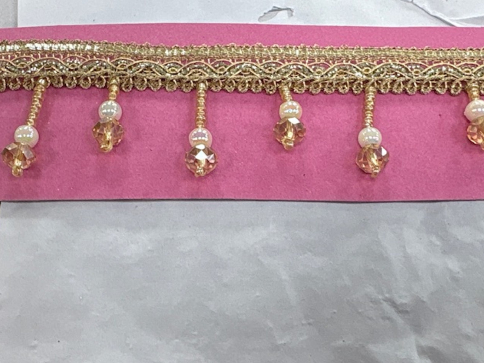 Gold Lace Tassel Trim with Pearls - Cheap Fabrics