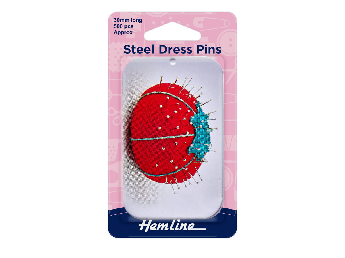 Steel Dress Pins Box (30mm/500pcs approx)