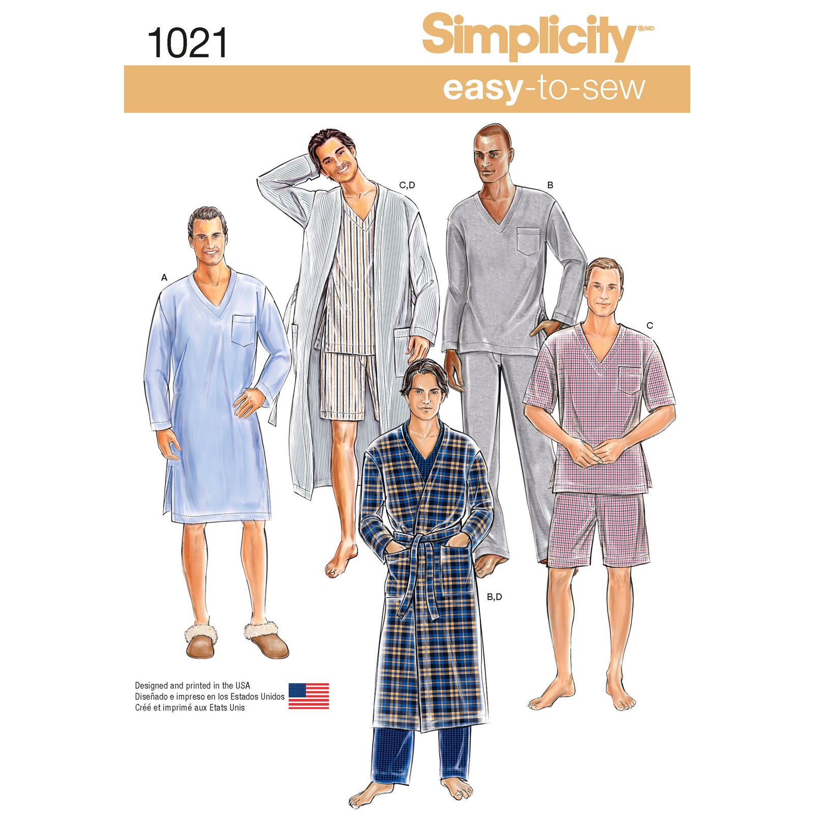 S1021 Simplicity Sewing Pattern Men's Classic Loungewear & Robe - Cheap Fabrics