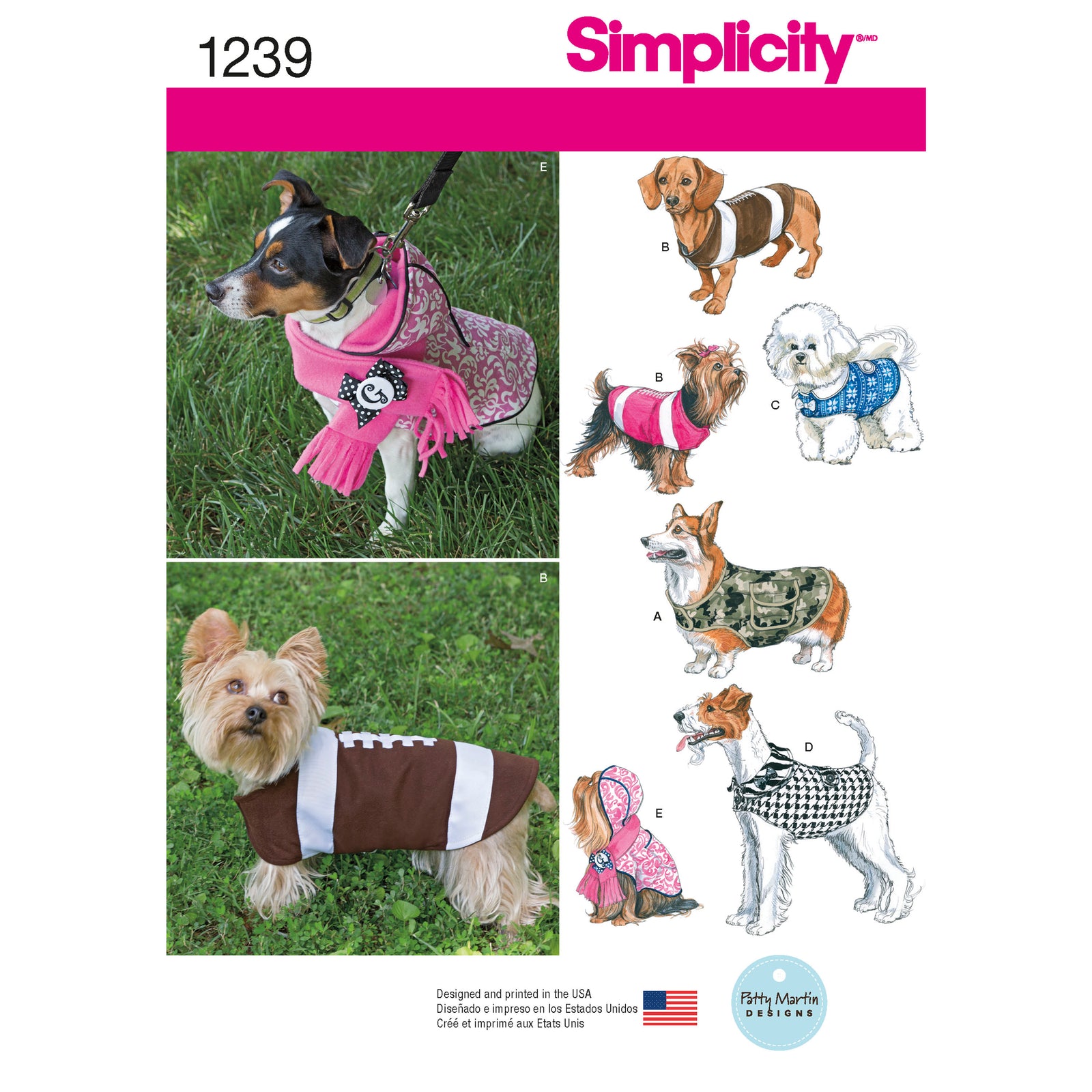 S1239 Simplicity Sewing Pattern Dog Coats in Three Sizes - Cheap Fabrics