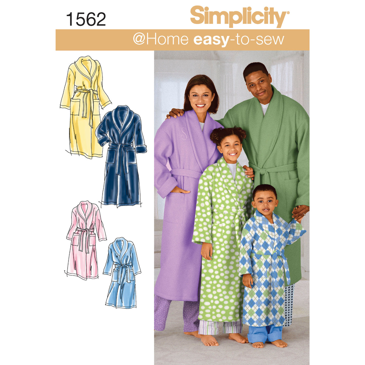 S1562 Simplicity Sewing Pattern Child&#39;s, Teens&#39; &amp; Adults&#39; Robe and Belt