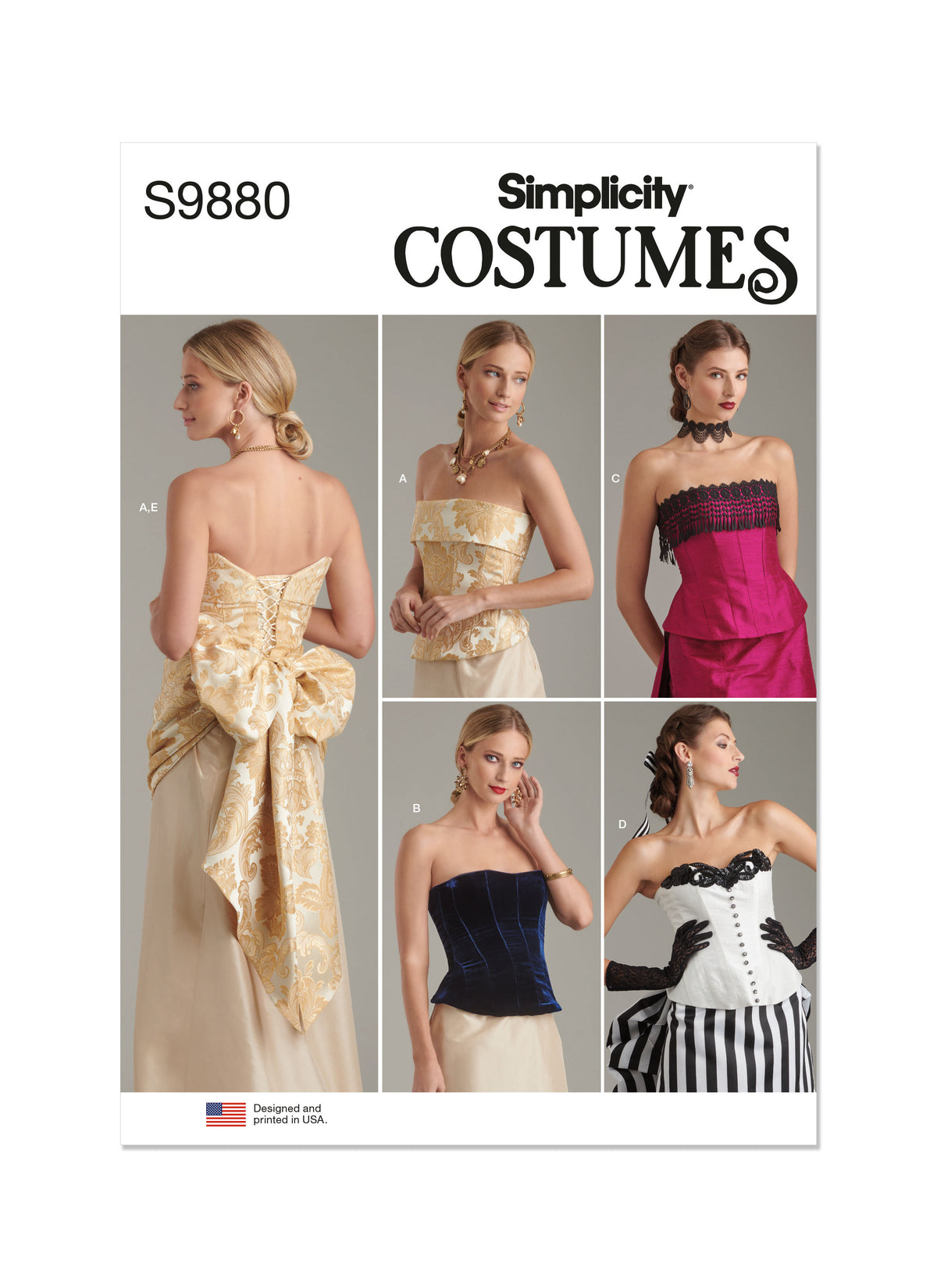 S9880 Simplicity Sewing Pattern Misses&#39; Corsets and Sash - COSTUMES