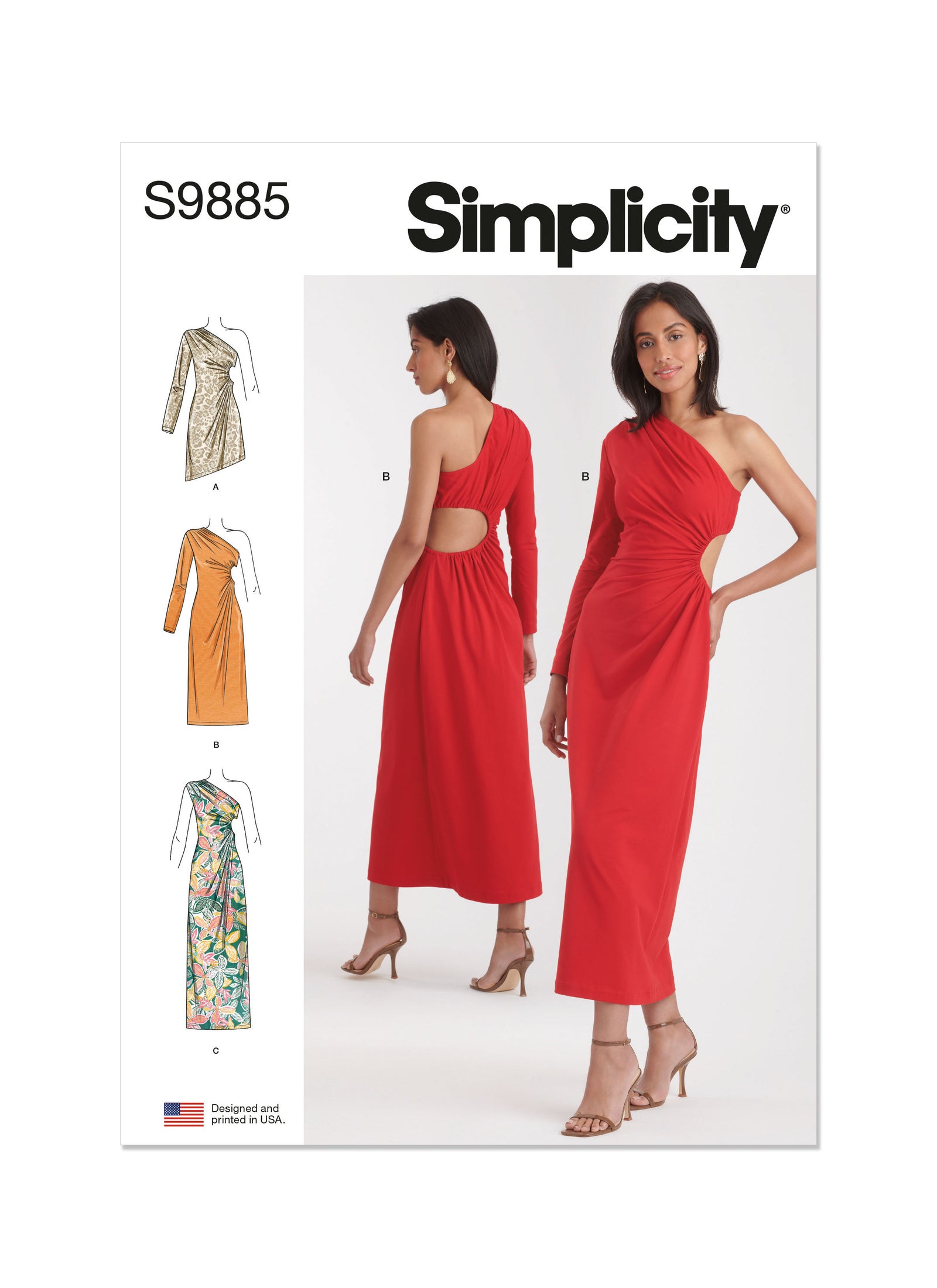 S9885 Simplicity Sewing Pattern Misses' Knit Dress in Three Lengths - Cheap Fabrics