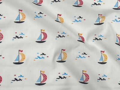 Sailing Boats And Waves - Poly/Cotton Print