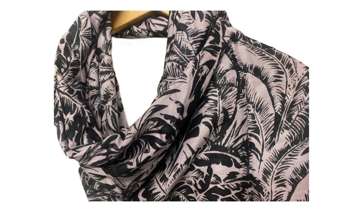 Mauve Abstract - Printed Poly Cotton Blend Scarf