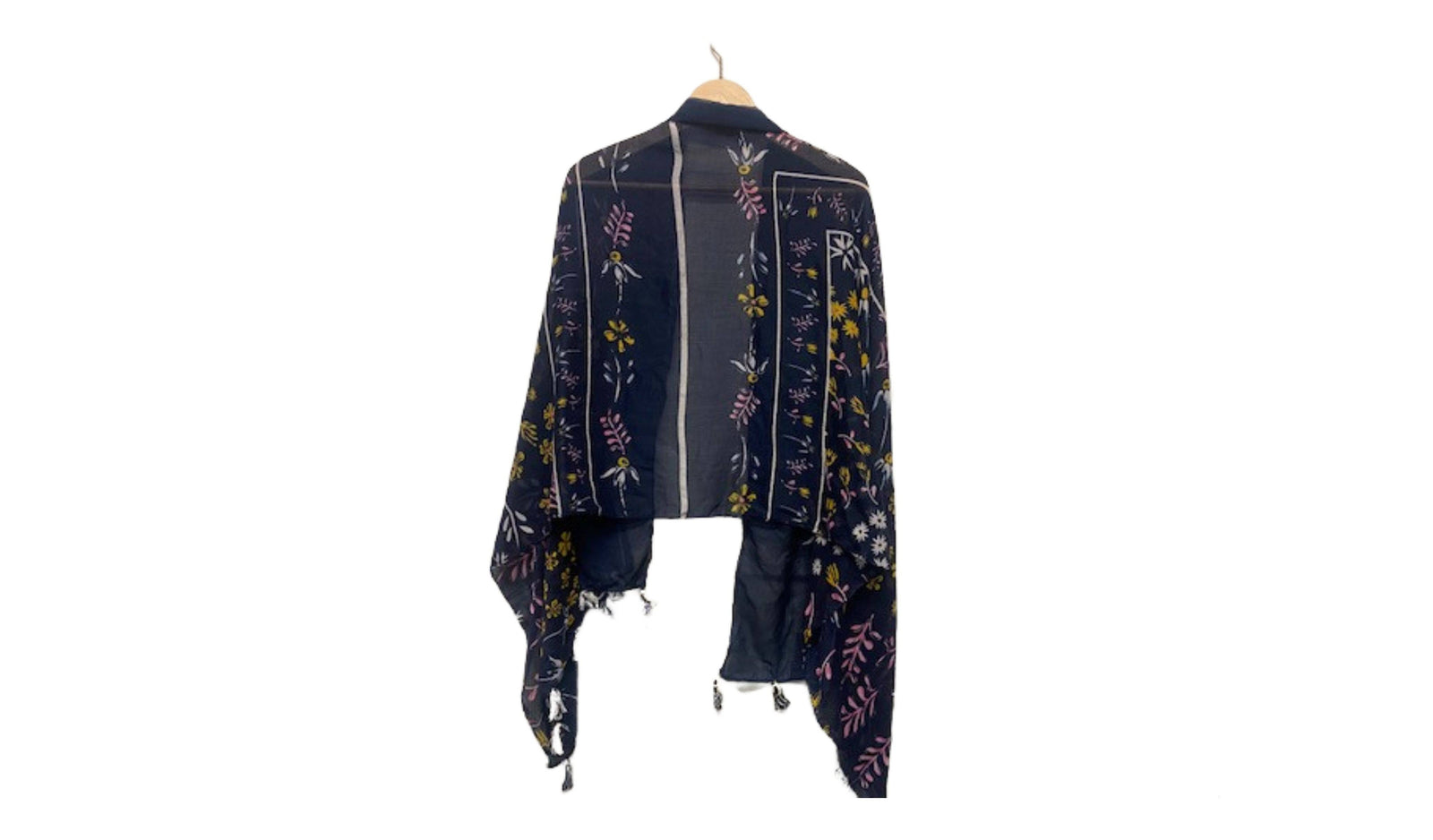 Navy Floral - Printed Poly Cotton Blend Scarf - (PRINT DEFECT) - Cheap Fabrics