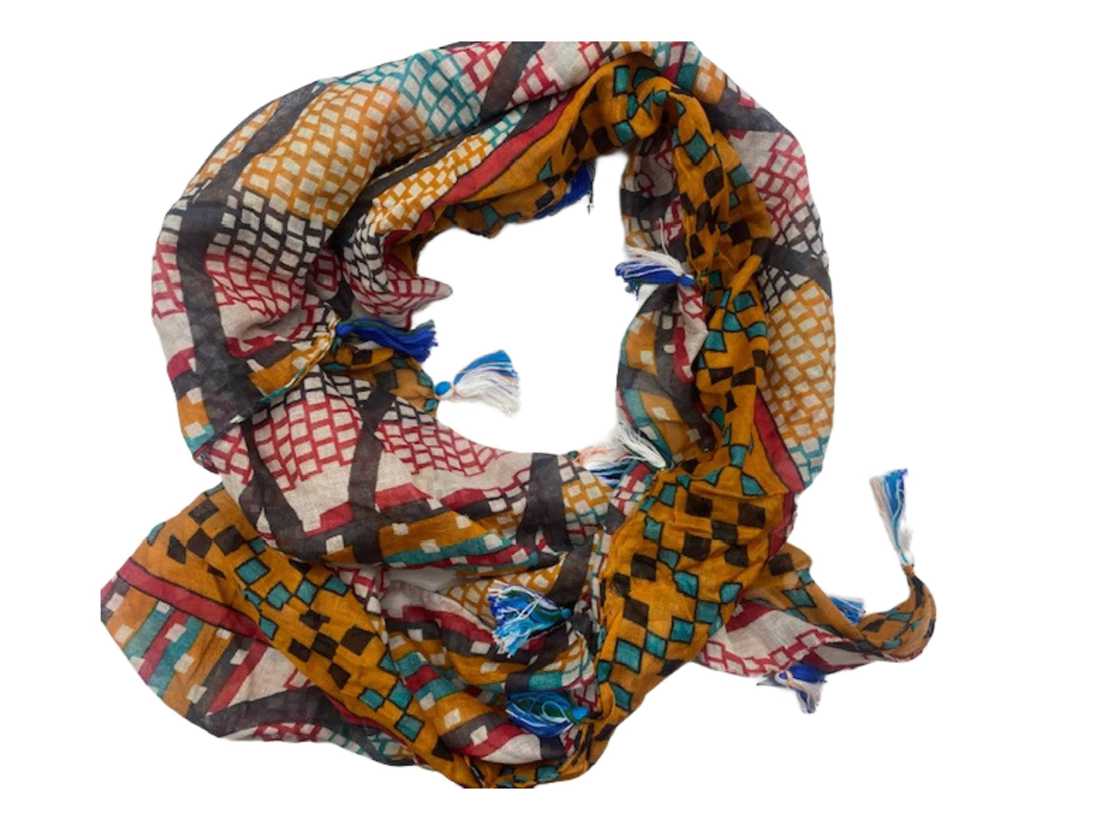 Mustard Abstract  -  Ethnic Square Scarf - Cheap Fabrics